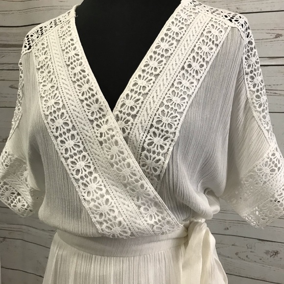 Lace Trimmed Hi-Lo Dress with waist tie. - Picture 8 of 8